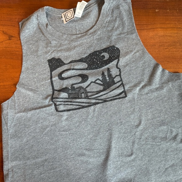 Bella Canvas Tops - Bella Canvas Block Printed “Oregon” Charcoal Cropped Graphic Tank - XL